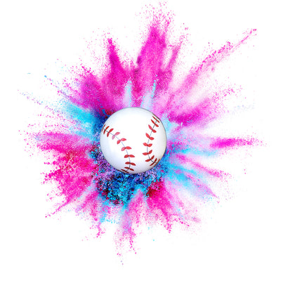 sports gender reveal baseball blue boy pink girl 
